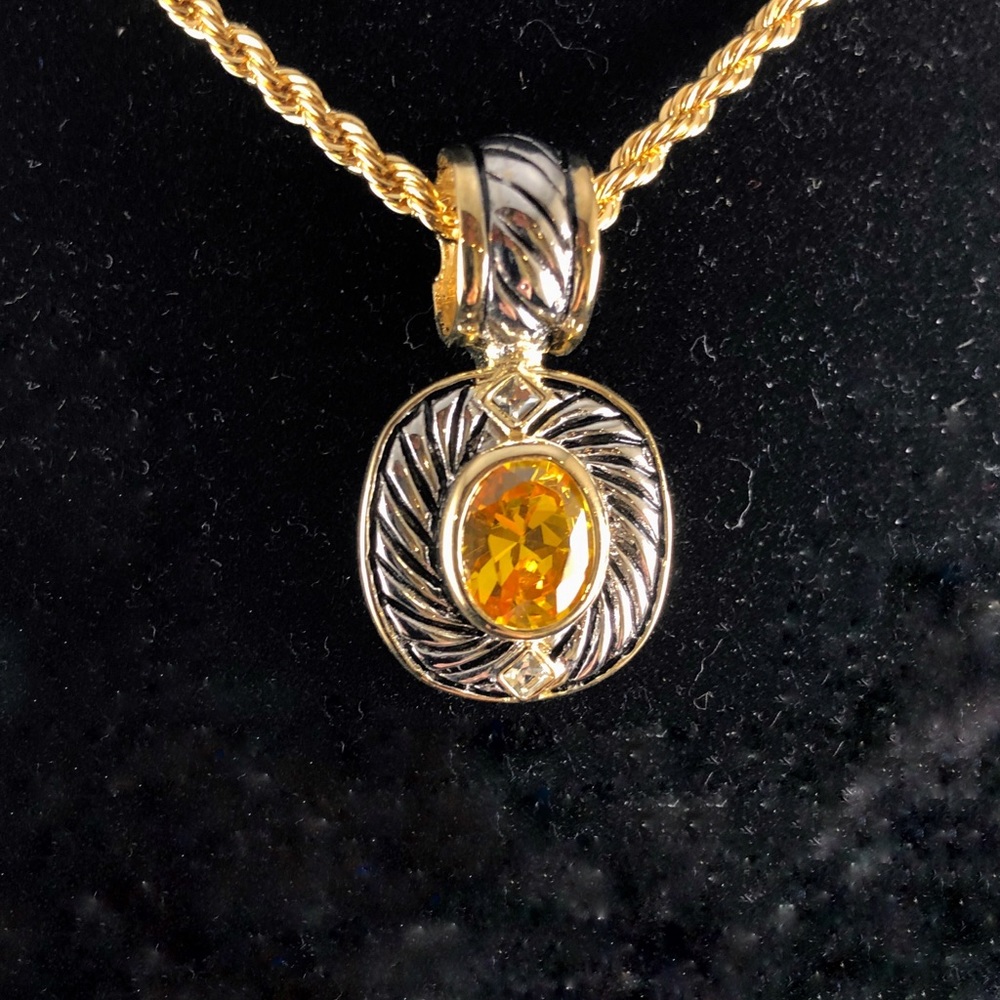 David Yurman style Citrine & Diamond Necklace - Picture 2 of 4